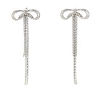 Self Portrait - Double Crystal Bow Earrings - Femme - Accessoires - Gris - Taille: ONE Size