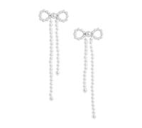 Self Portrait, Femme, Accessoires, Gris, Taille: ONE Size Pearl Bow Earrings