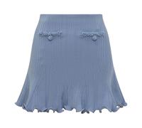 Self Portrait, Femme, Jupes, Bleu, Taille: 36 FR Pearl Trim Knit Mini Skirt