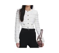 Self Portrait, Femme, Pulls, Blanc, Taille: 42 FR Cardigan avec Inserts en Dentelle
