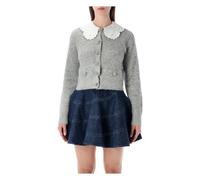 Self Portrait, Femme, Pulls, Gris, Taille: 40 FR Lace Collar Cardigan