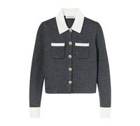 Self Portrait, Femme, Pulls, Gris, Taille: 42 FR Contrast Collar Cardigan