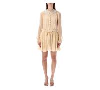Self Portrait - Pleated Mini Dress - Femme - Robes - Beige - Taille: 38 FR