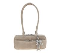 Self Portrait, Femme, Sacs, Gris, Taille: ONE Size Sac Baguette en Daim avec Breloque