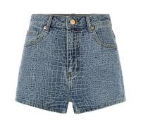 Self Portrait, Femme, Shorts, Bleu, Taille: W25 Short en jean effet croco et strass