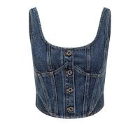 Self Portrait, Femme, Tops, Bleu, Taille: 38 FR Haut Corset en Denim