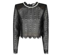 Self Portrait, Femme, Tops, Noir, Taille: 36 FR Haut en dentelle organza