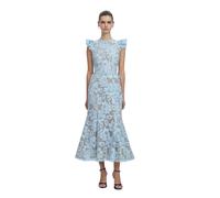 Self Portrait - Floral Lace Midi Dress - Femme - Robes - Bleu - Taille: 38 FR