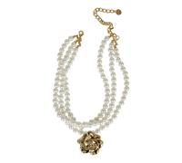 Self Portrait - Flower Pearl Choker - Femme - Accessoires - Gris - Taille: ONE Size