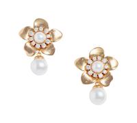 Self Portrait - Flower Pearl Earrings - Femme - Accessoires - Jaune - Taille: ONE Size