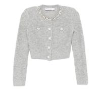 Self Portrait - Fluffy Crystal Trim Cardigan - Femme - Pulls - Gris - Taille: 40 FR