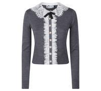 Self Portrait - Gilet en maille à col en dentelle - Femme - Pulls - Gris - Taille: 42 FR