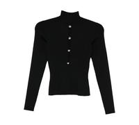Self Portrait - Haut en maille côtelée à manches longues - Femme - Pulls - Noir - Taille: 40 FR