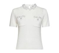 Self Portrait - Haut en maille orné de perles - Femme - Pulls - Blanc - Taille: 40 FR