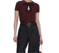 Self Portrait - Haut en maille pointelle - Femme - Pulls - Rouge - Taille: 38 FR