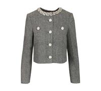 Self Portrait - Herringbone Crystal Trim Jacket - Femme - Pulls - Gris - Taille: 34 FR