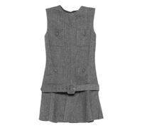 Self Portrait - Herringbone Flared Mini Dress - Femme - Robes - Gris - Taille: 34 FR