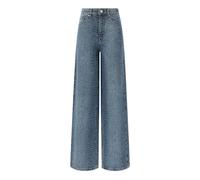 Self Portrait - Jean Large Effet Croco Strass - Femme - Jeans - Bleu - Taille: W26