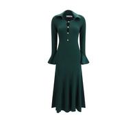 Self Portrait - Keyhole Knit Midi Dress - Femme - Robes - Vert - Taille: 36 FR
