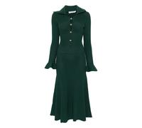 Self Portrait - Keyhole Knit Midi Dress - Femme - Robes - Vert - Taille: 40 FR