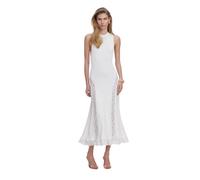 Self Portrait - Knit Lace Insert Midi Dress - Femme - Robes - Blanc - Taille: 42 FR