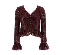 Self Portrait - Lace Ruffle Top - Femme - Blouses et Chemises - Rouge - Taille: 36 FR