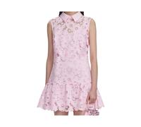 Self Portrait - Lace Sleeveless Collared Mini Dress - Femme - Robes - Rose - Taille: 34 FR