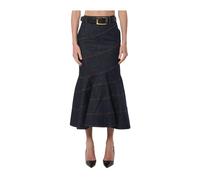 Self Portrait - Jupe midi en denim indigo - Femme - Jupes - Bleu - Taille: 38 FR