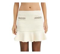 Self Portrait - Mini-jupe douce en maille - Femme - Jupes - Beige - Taille: 36 FR
