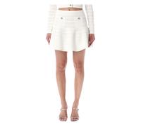 Self Portrait - Mini-jupe en maille pointelle - Femme - Jupes - Blanc - Taille: 42 FR