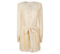 Self Portrait - Mini-robe plissée en georgette - Femme - Robes - Beige - Taille: 36 FR