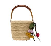 Self Portrait - Panier en raphia à breloque - Femme - Sacs - Beige - Taille: ONE Size