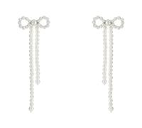 Self Portrait - Pearl Bow Earrings - Femme - Accessoires - Blanc - Taille: ONE Size