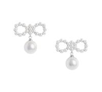 Self Portrait - Pearl Bow Earrings - Femme - Accessoires - Gris - Taille: ONE Size