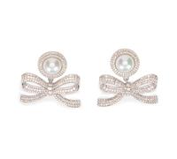 Self Portrait - Pearl Bow Earrings - Femme - Accessoires - Gris - Taille: ONE Size