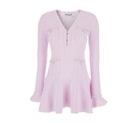 Self Portrait - Pearl Trim Knit Mini Dress - Femme - Robes - Rose - Taille: 40 FR