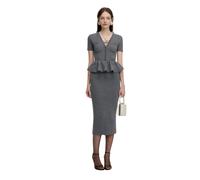 Self Portrait - Peplum Knit Midi Dress - Femme - Pulls - Gris - Taille: 36 FR