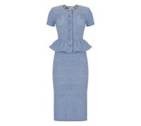 Self Portrait, Femme, Pulls, Bleu, Taille: 36 FR Robe Midi Tricotée Avec Basque