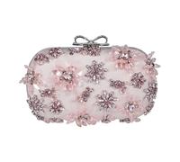Self Portrait - Pochette de soirée en satin avec cristaux floraux - Femme - Sacs - Rose - Taille: ONE Size