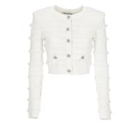Self Portrait - Pointelle Diamante Cardigan - Femme - Pulls - Blanc - Taille: 42 FR