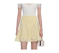 Self Portrait - Pointelle Knit Mini Skirt - Femme - Jupes - Jaune - Taille: 40 FR