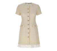 Self Portrait - Mini-robe en bou vec garniture en dentelle - Femme - Robes - Blanc - Taille: 34 FR