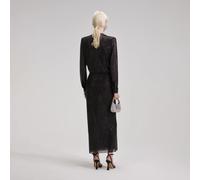Self Portrait - Robe Chemise Midi Ornée - Femme - Robes - Noir - Taille: 34 FR