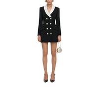Self Portrait - Robe courte à double boutonnage et col contrastant - Femme - Robes - Noir - Taille: 38 FR