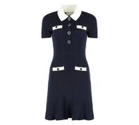 Self Portrait - Robe courte en maille à col contrastant - unisex - Robes - Bleu - Taille: 40 FR