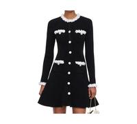 Self Portrait - Robe courte en maille chenille - Femme - Robes - Noir - Taille: 36 FR