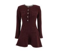 Self Portrait - Robe courte en maille de viscose - Femme - Robes - Rouge - Taille: 42 FR