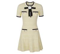 Self Portrait - Robe courte en maille pointelle - Femme - Robes - Jaune - Taille: 42 FR