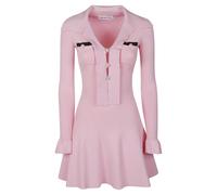 Self Portrait - Robe courte en maille viscose à nouer - Femme - Robes - Rose - Taille: 38 FR