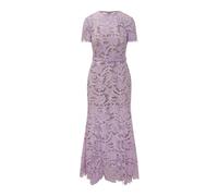 Self Portrait - Robe mi-longue en dentelle florale à ceinture - Femme - Robes - Violet - Taille: 38 FR